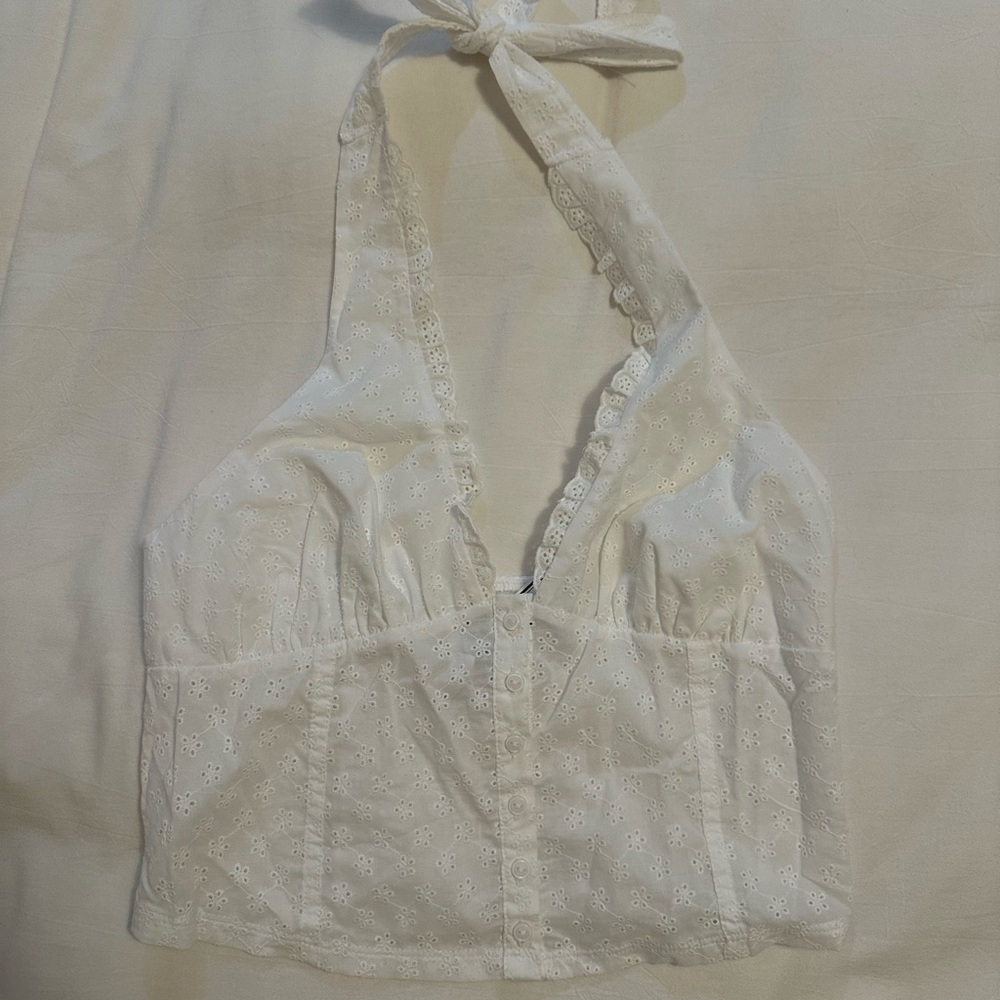 NWT Frankie's Bikinis x VS Pink White Eyelet Top